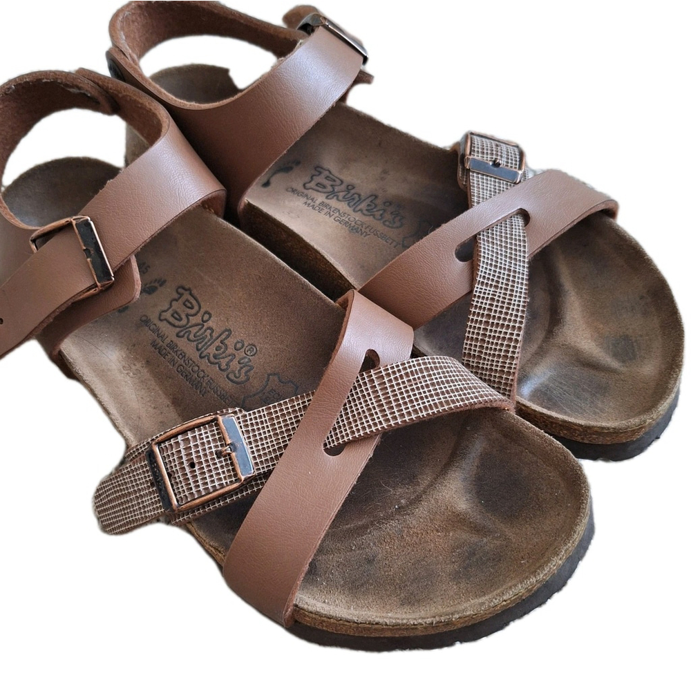 Birkis Birkenstock Sandals Womens 37 / 6 Brown Lille Cork Buckle Strappy Shoes